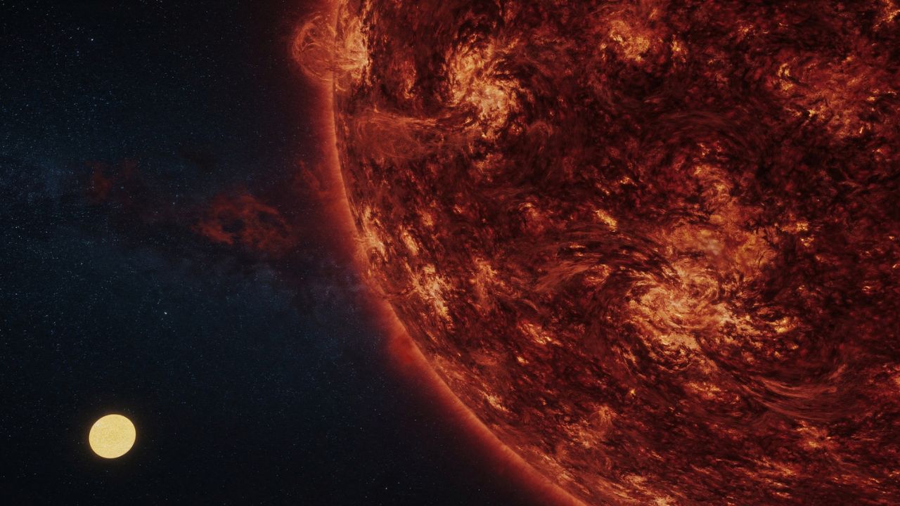 Comparación tamaño Sol vs Antares supergigante roja - ASTRONOMIKA TV