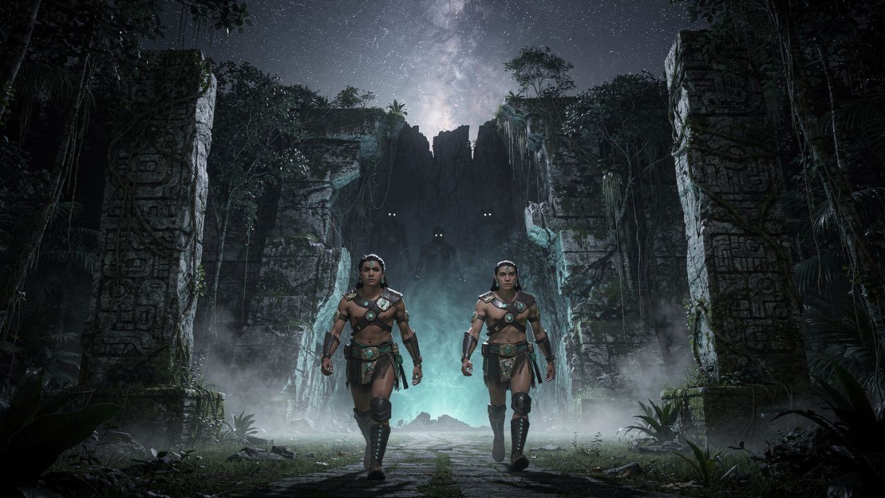 Héroes gemelos mayas Hunahpú e Ixbalanqué descendiendo a Xibalbá - ASTRONOMIKA TV