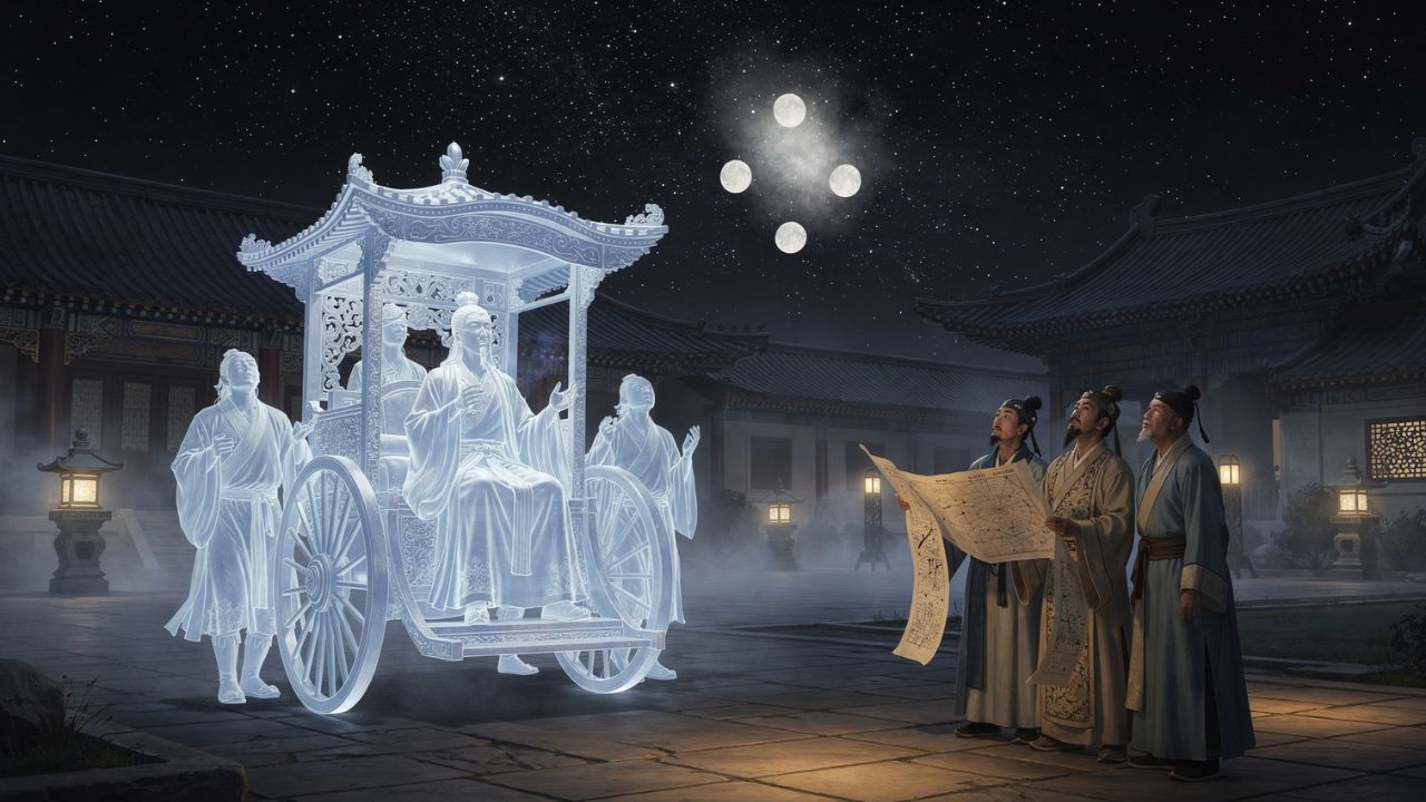El carro fantasma chino Yugui flotando en el cielo nocturno - ASTRONOMIKA TV
