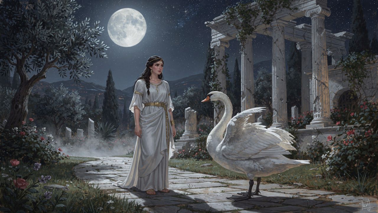 Leda y el cisne, Zeus disfrazado en el jardín de Esparta. ASTRONOMIKA TV