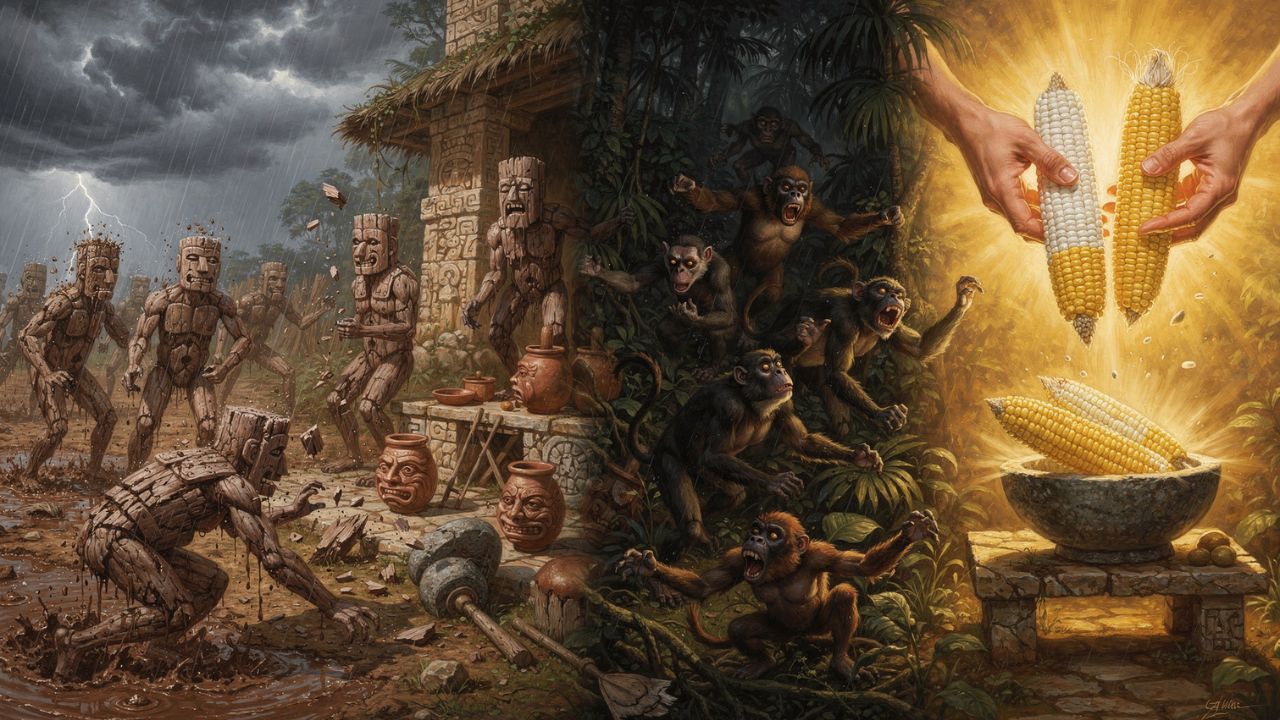 Three failed attempts to create humanity in the Maya Popol Vuh mud wood and maize - ASTRONOMIKA TV
