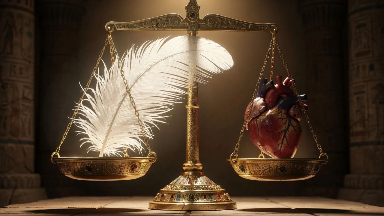 Pluma Maat balanza corazón juicio egipcio equilibrio - ASTRONOMIKA TV