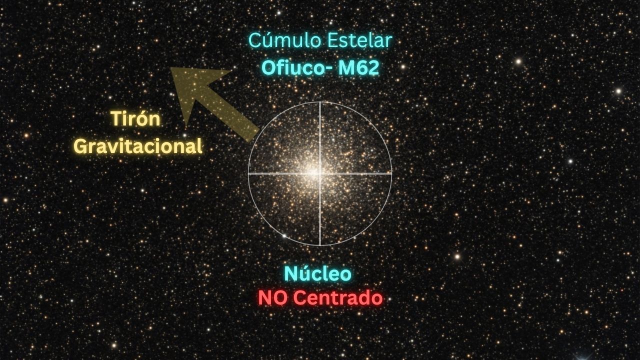 Cúmulo globular M62 Ofiuco núcleo descentrado tirón gravitacional centro galáctico - ASTRONOMIKA TV