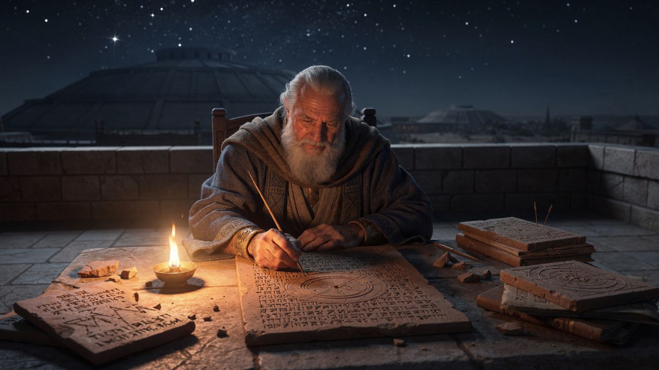 Astrónomo babilónico tablilla cuneiforme MUL.APIN zodiaco Mesopotamia - ASTRONOMIKA TV