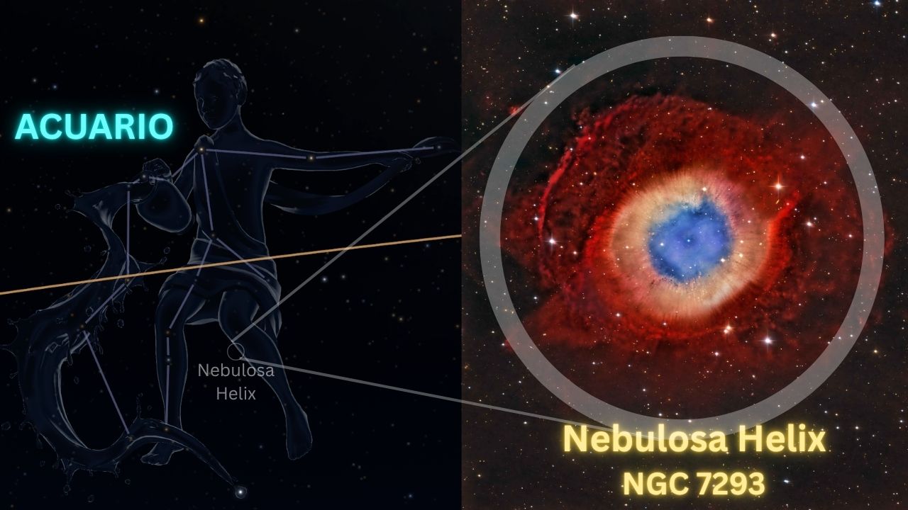 Nebulosa Helix NGC 7293 el Ojo de Dios en la constelación de Acuario