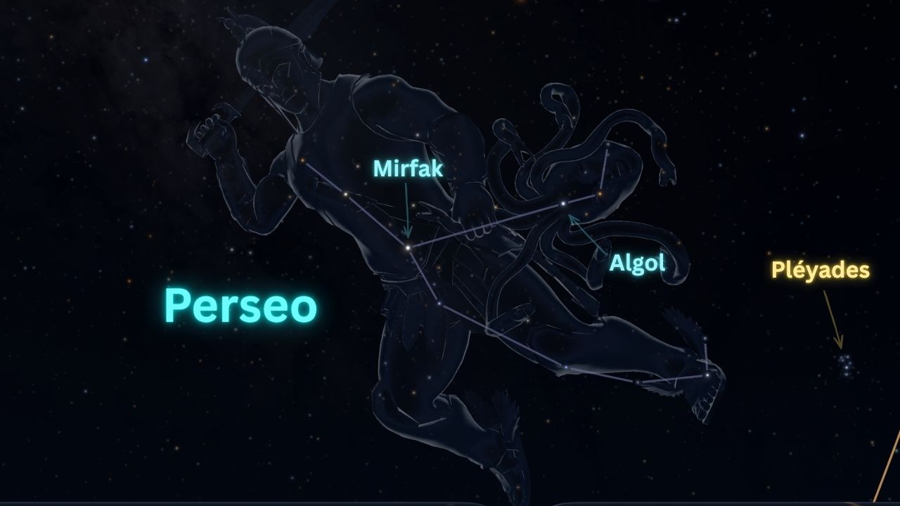 Estrella Algol y Mirfak en la constelación de Perseo para comparar brillo a simple vista - ASTRONOMIKA TV