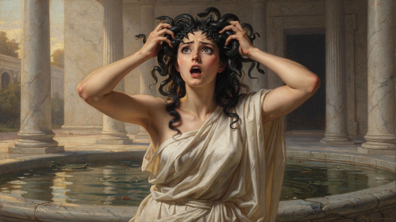 Medusa en el momento exacto de la transformación en Gorgona por el castigo de Atenea - ASTRONOMIKA TV