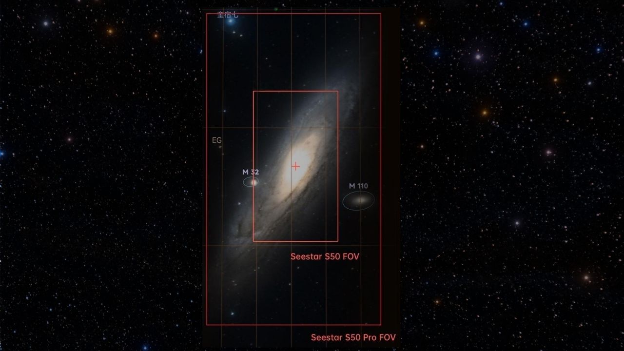 Comparación de campo de visión entre Seestar S50 y S50 Pro sobre la galaxia de Andrómeda - ASTRONOMIKA TV
