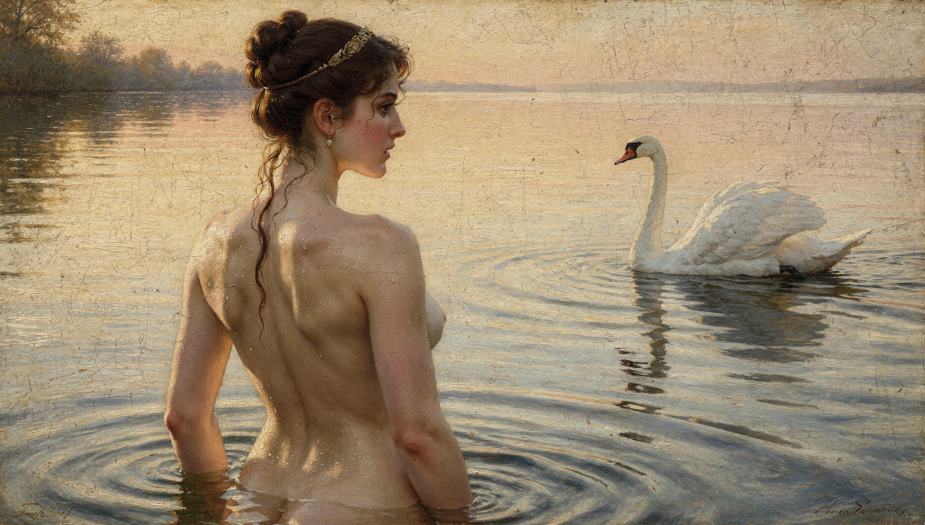 Leda y el cisne, Zeus disfrazado, durante el baño en el lago cerca de Esparta. ASTRONOMIKA TV