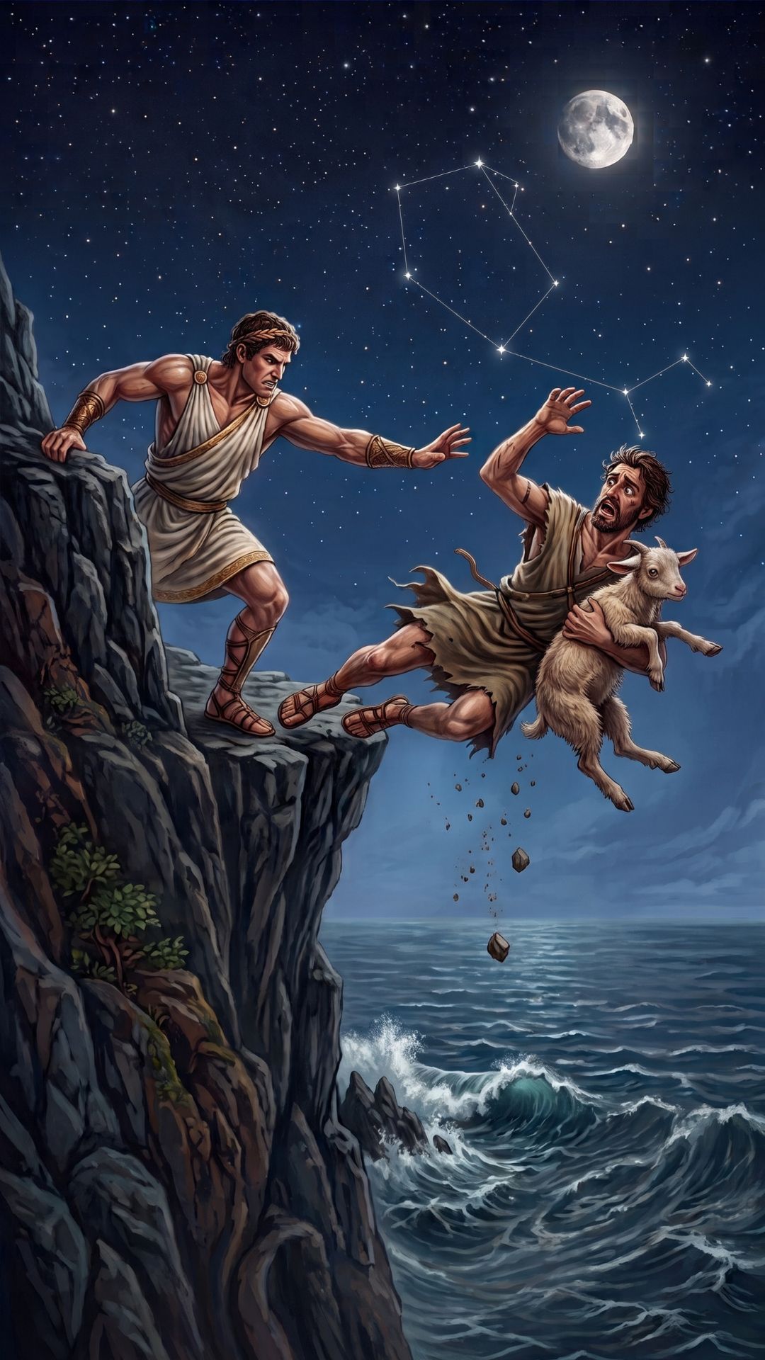 Portada de la canción Treason in the Stars (Auriga), Astronomika Beats, mitología griega de Mirtilo el charioteer