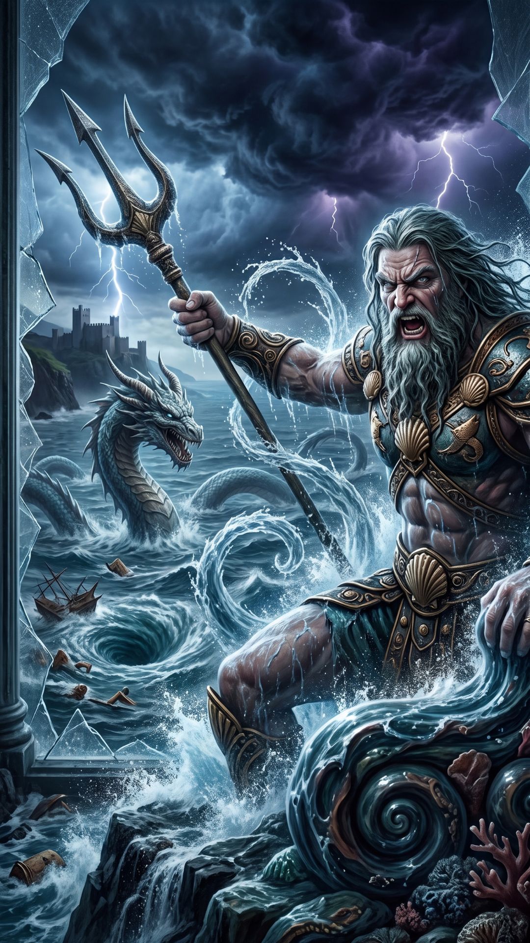 Portada de la canción Wrath of the Deep (Poseidon), Astronomika Beats, mitología griega de Poseidón y Cetus